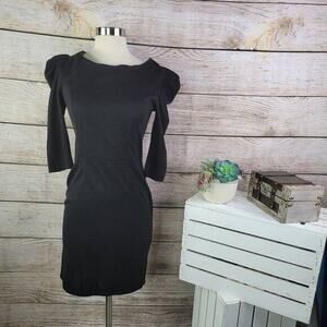 Topshop Womens Midi Dress Puff Quarter‎ Sleeve Classic Black Size 6